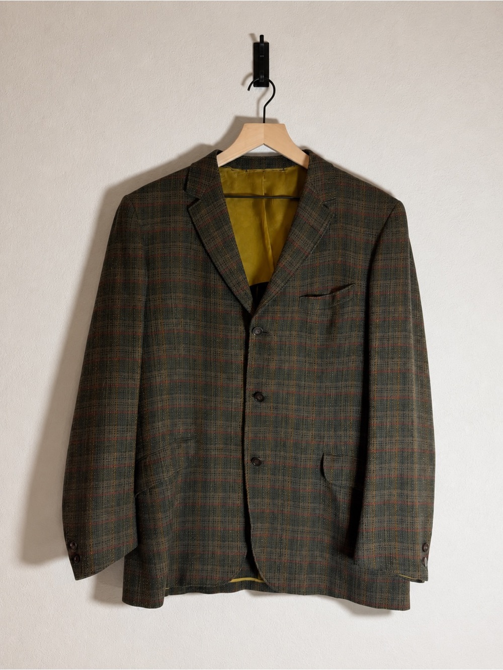 Hickey Freeman Olive Plaid Sport Coat with Brown & Rust Accents